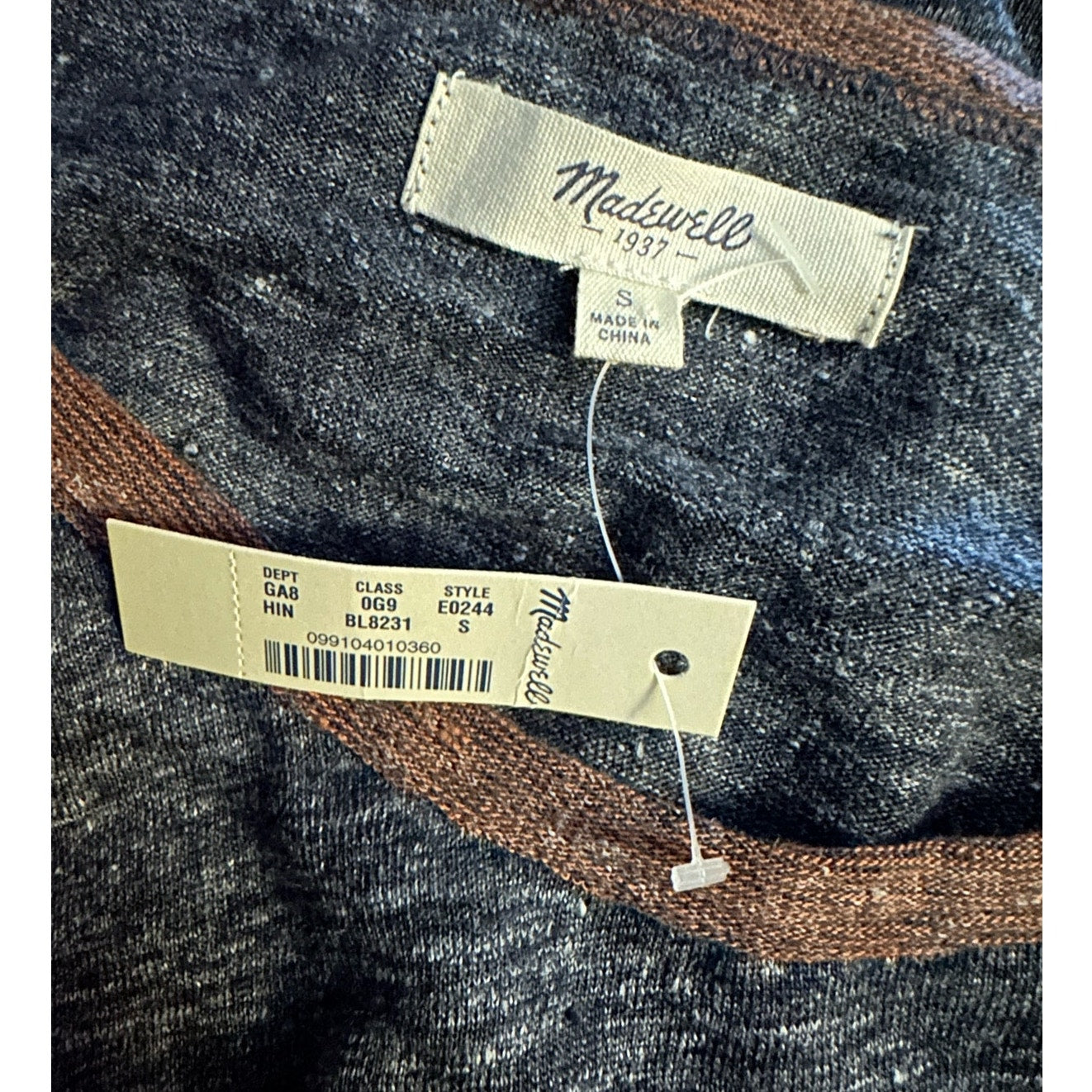 NWT Madewell Modern Linen Ringer Raglan Long Sleeve Shirt - S