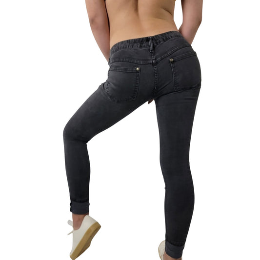 Free People LOW rise Girlfriend Black Skinny Jeans - 2