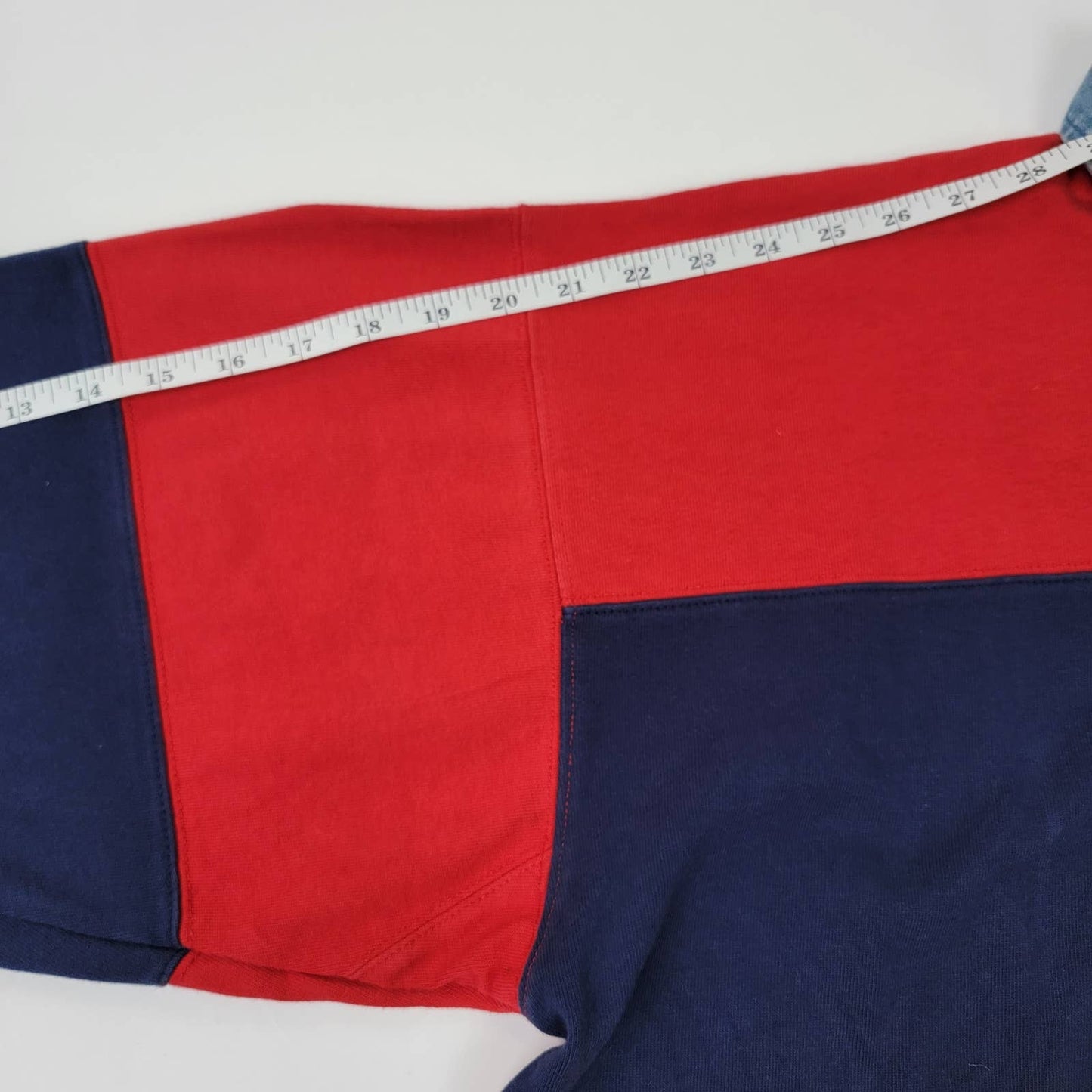 Vintage 90s Striped Colorblock Denim Collar Disney Store Mickey Mouse Long Sleeve Rugby Shirt