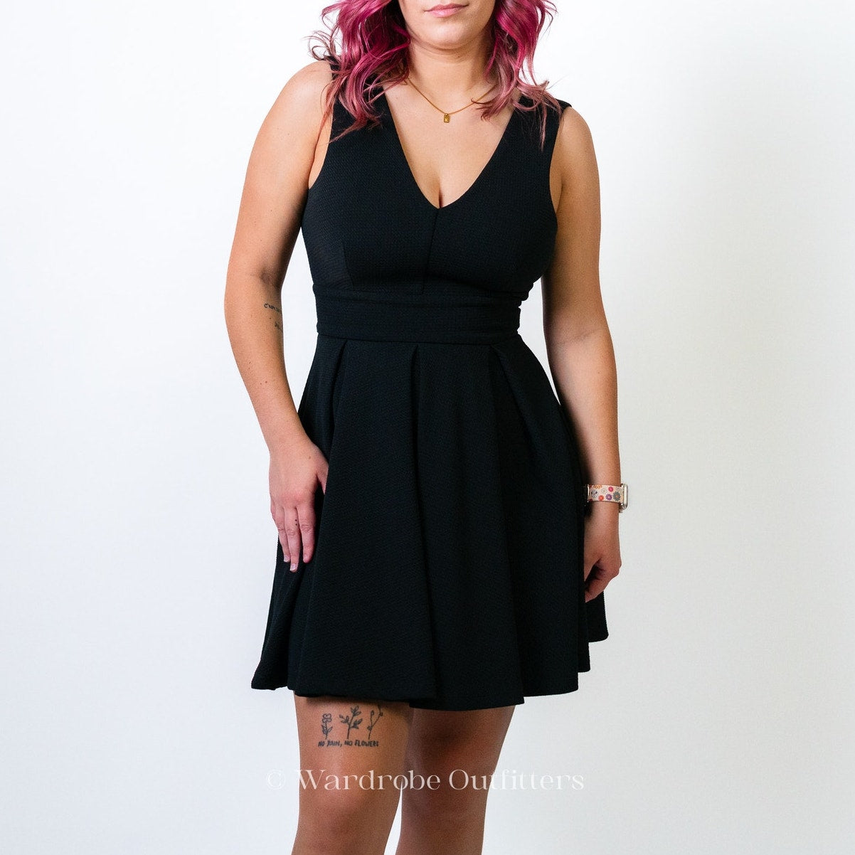 Haute Monde Black A-Cut Midi Dress – Wardrobe Outfitters