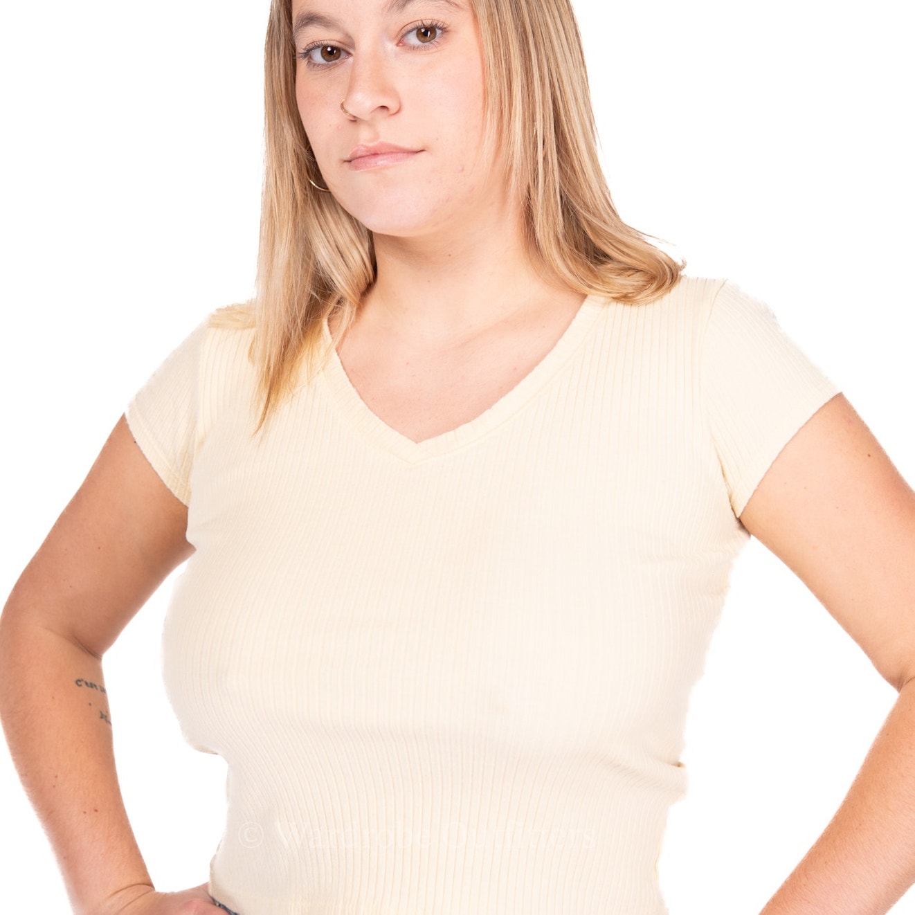 Vintage 90s Sunshine Yellow Cropped Ribbed Tee