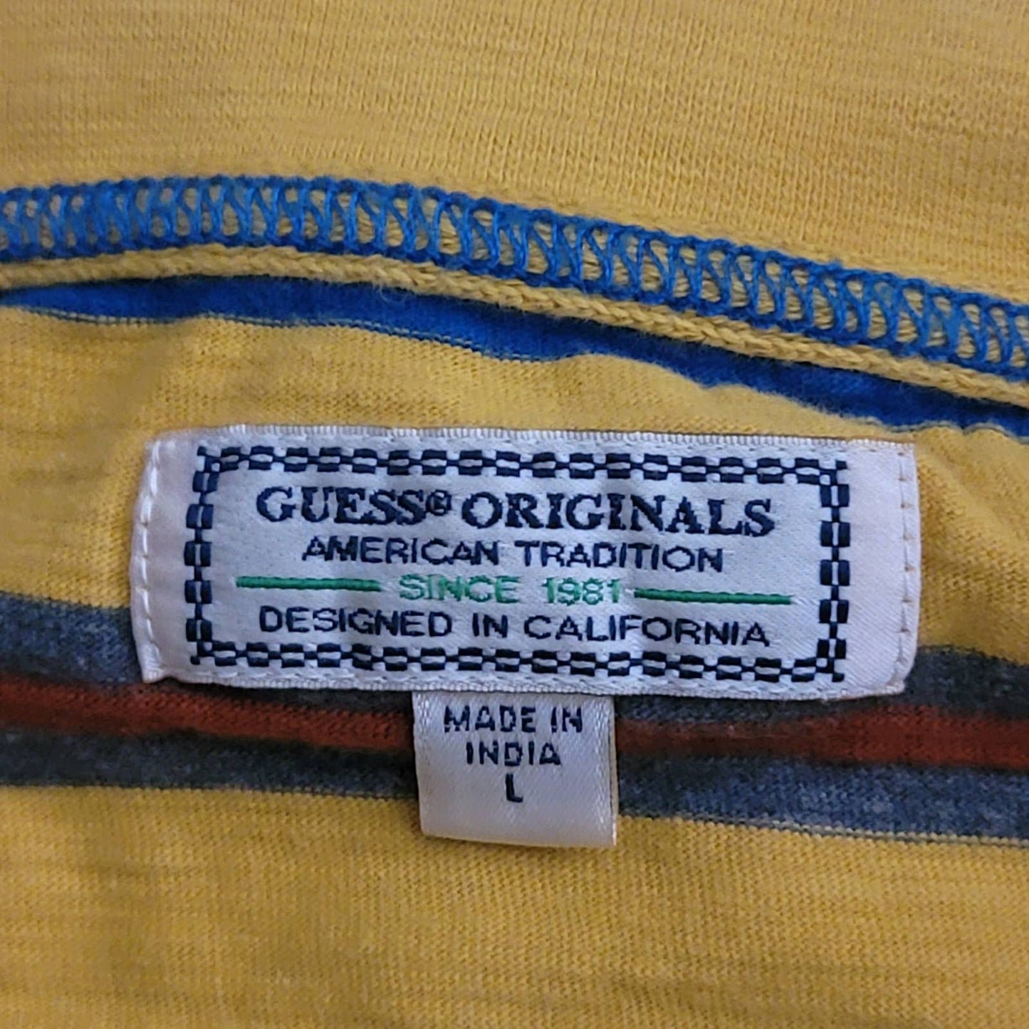 Vintage 90s GUESS Striped Long Sleeve Tee - L