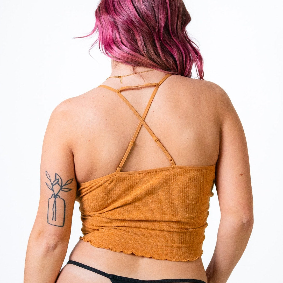 Mustard Yellow Cropped Tank Top