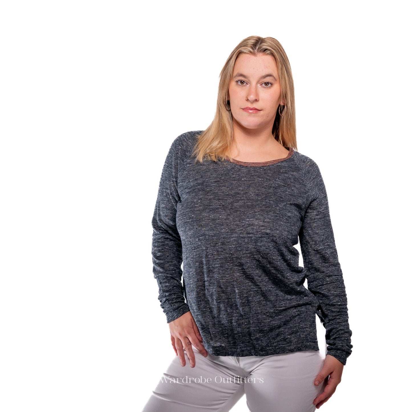 NWT Madewell Modern Linen Ringer Raglan Long Sleeve Shirt - S