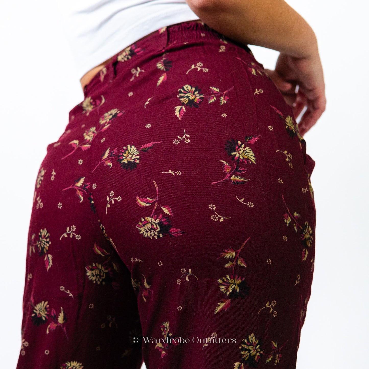 WOOLRICH Mulberry Maroon Floral Dress Pants