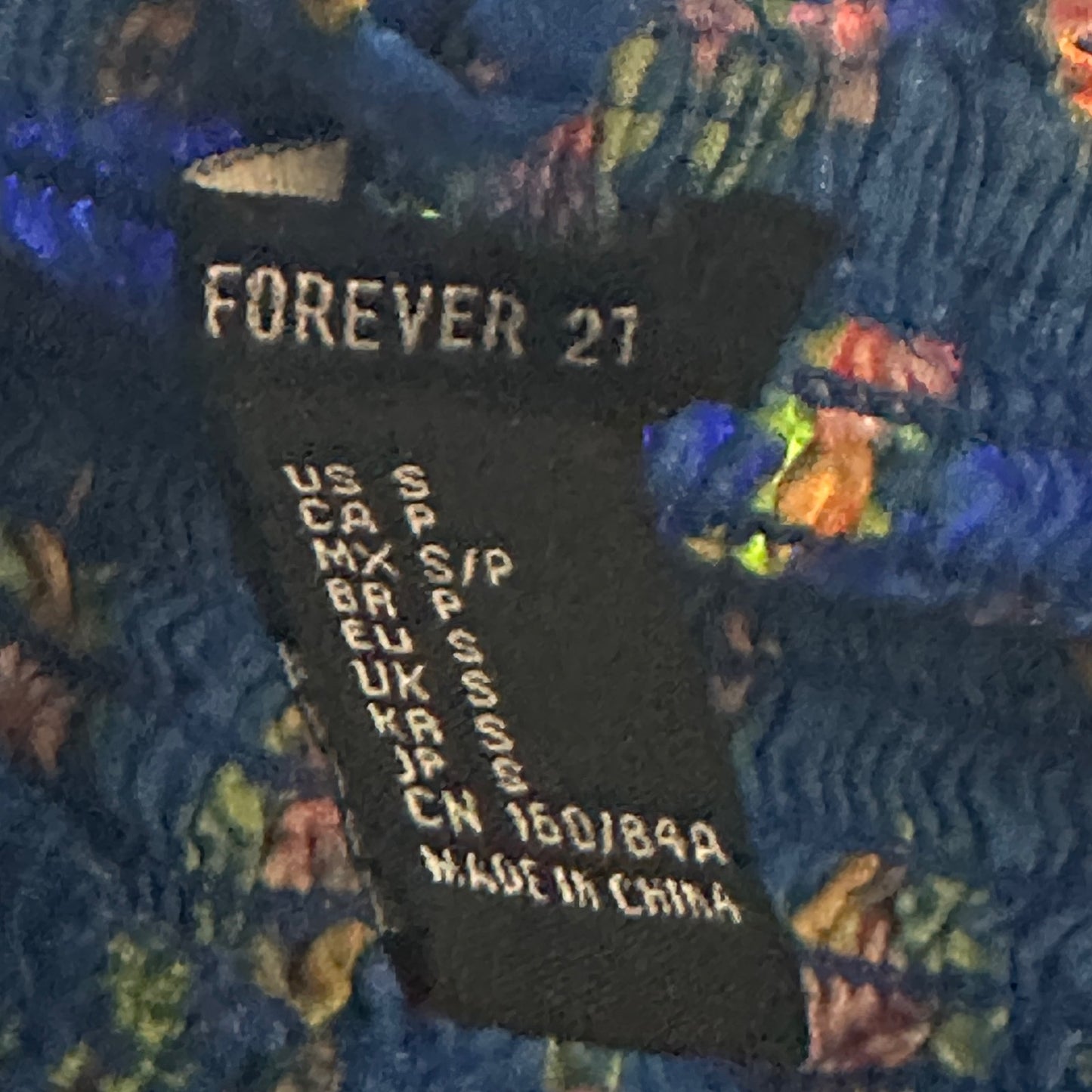 F21 Blue Floral Frilly Scrunchy Cropped Tank Top