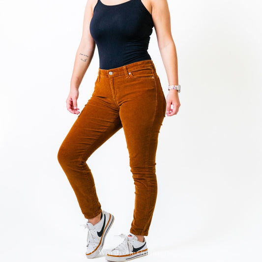 LUCKY BRAND Burnt Orange Corduroy Ava Skinny Mid Ride Jeans