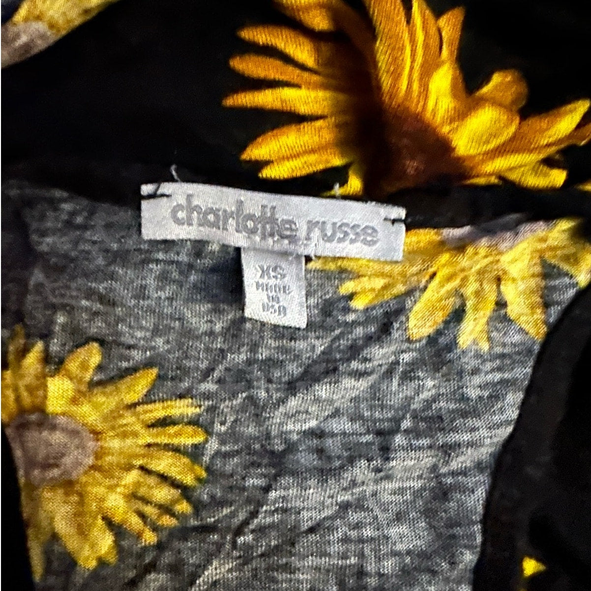 Charlotte Russe Sunflower Tie Front Crop Tank Top