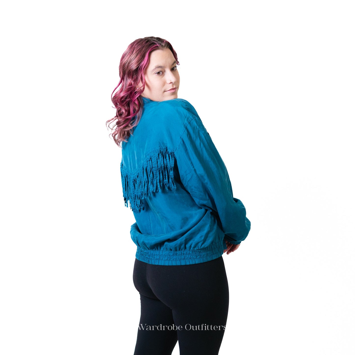 Vintage 80s Western Fringe Tassel Bright Blue Jacket