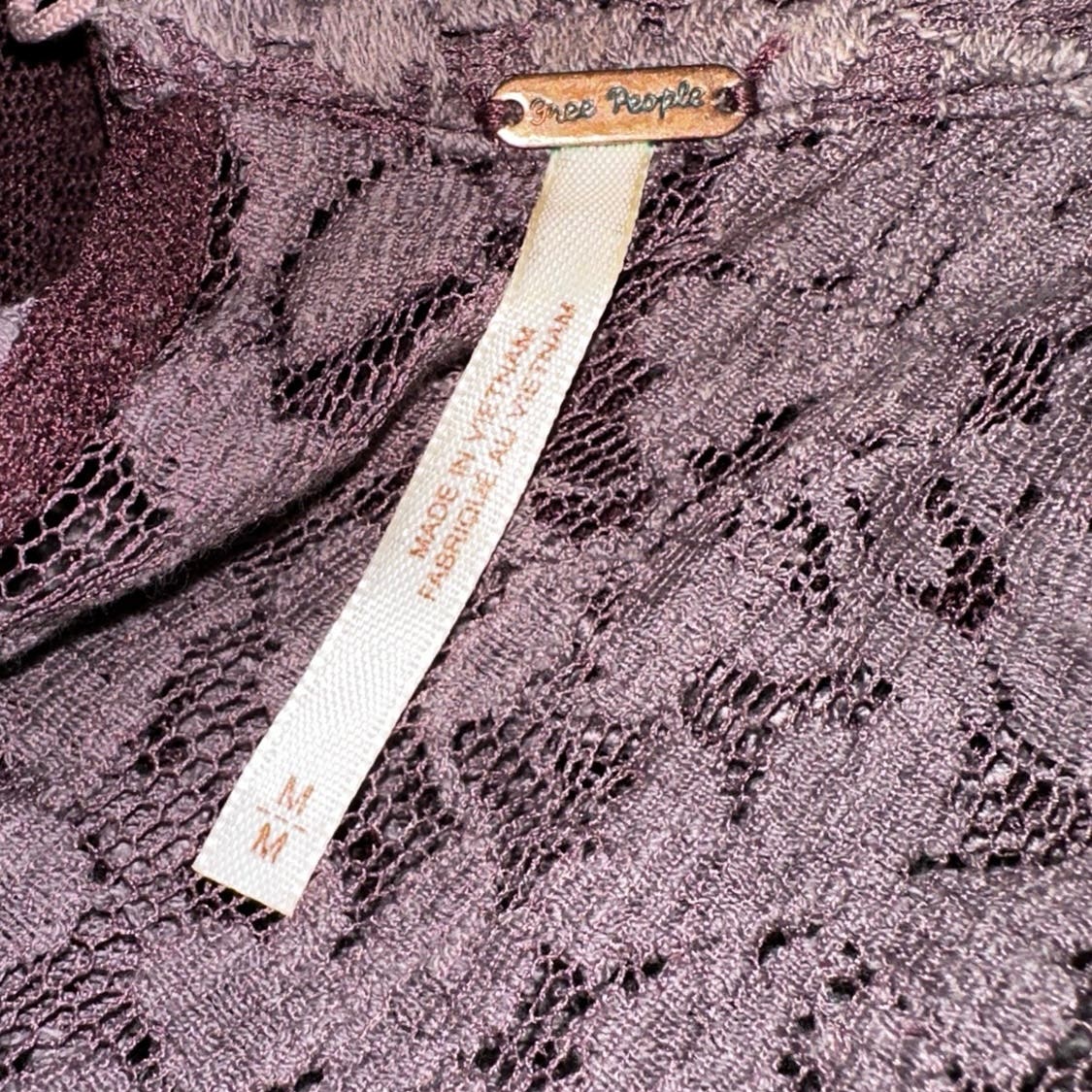 Free People Plum Sheer Needle Lace Sleeveless Tank Blouse