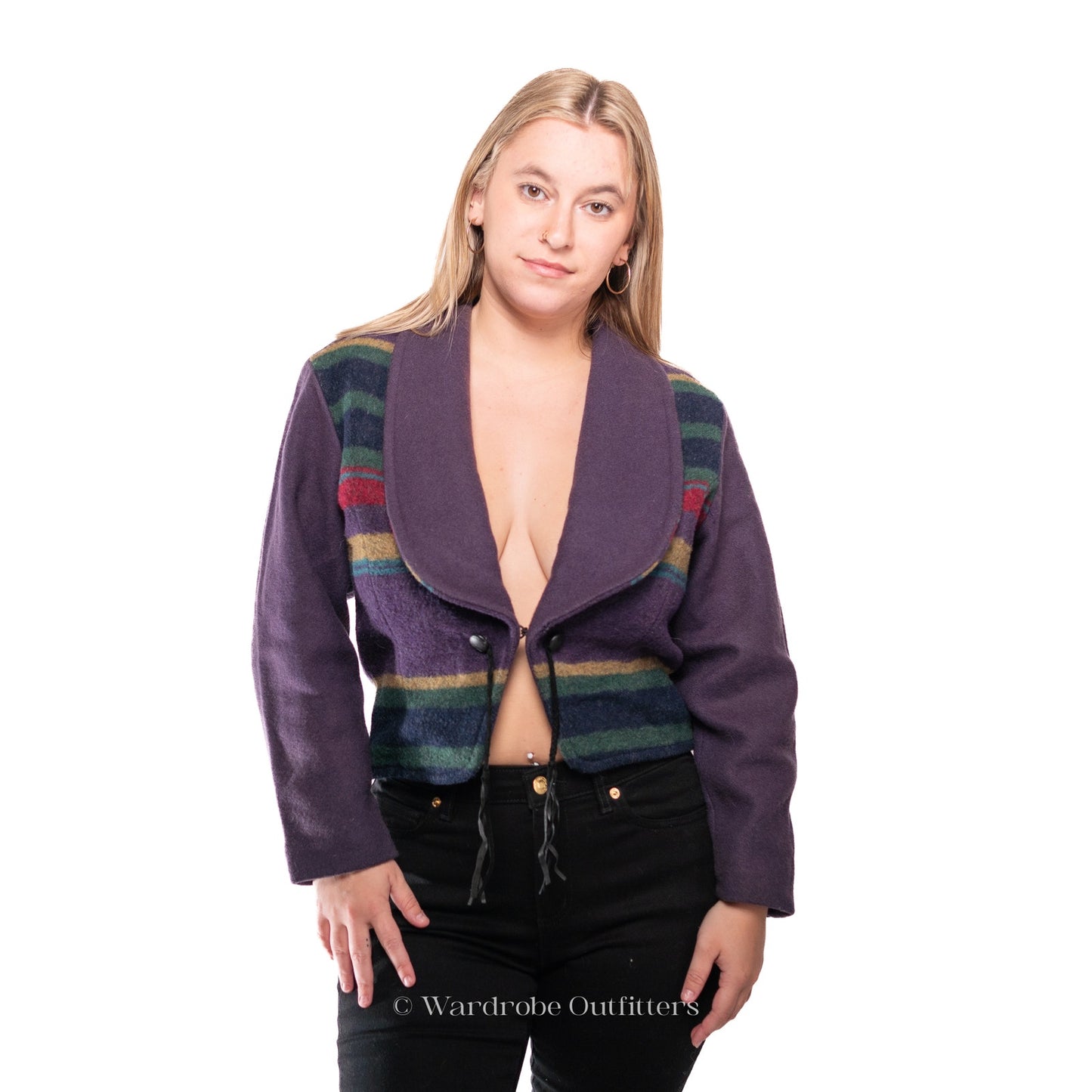 Vintage Wool 80's Western Striped Jacket - S
