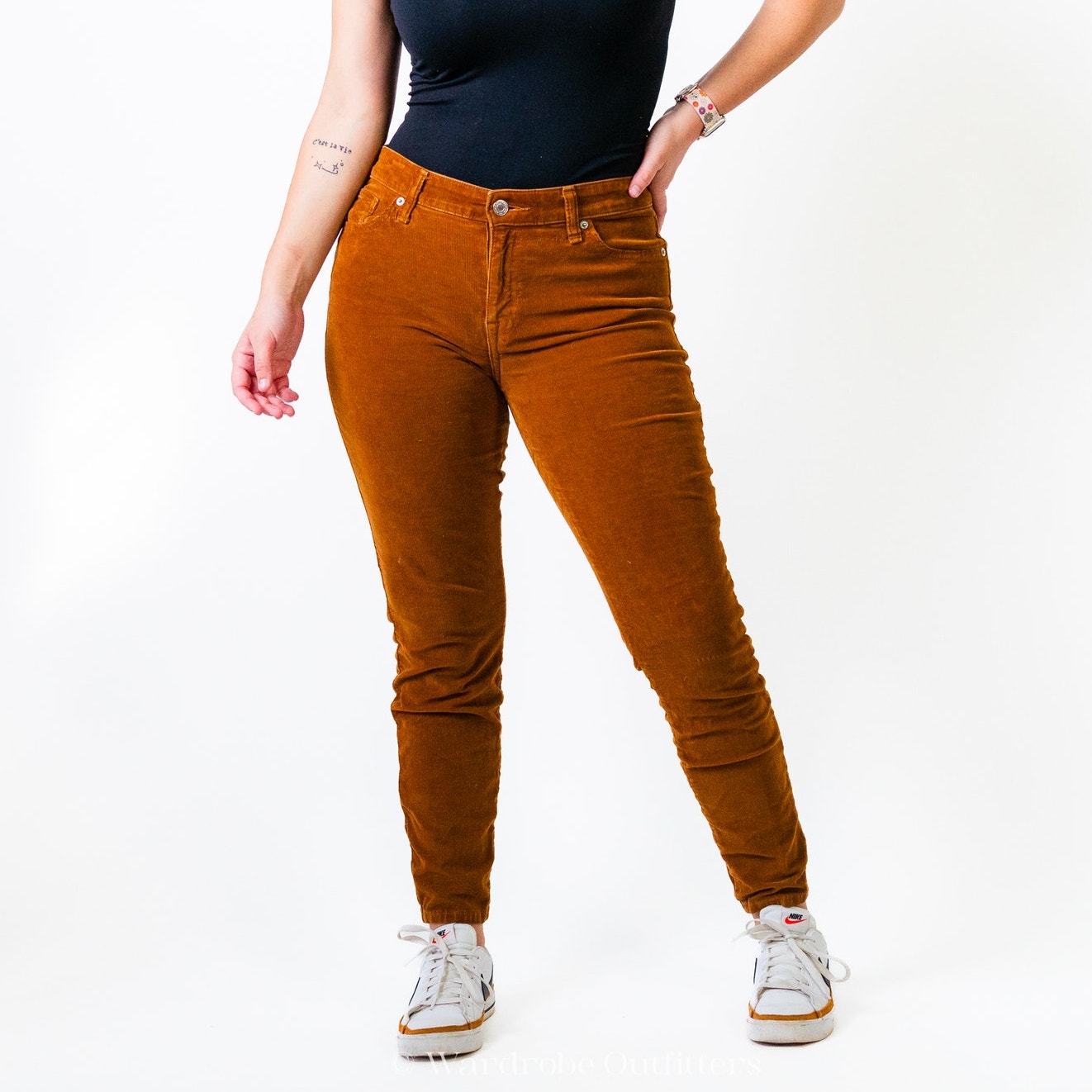 LUCKY BRAND Burnt Orange Corduroy Ava Skinny Mid Ride Jeans