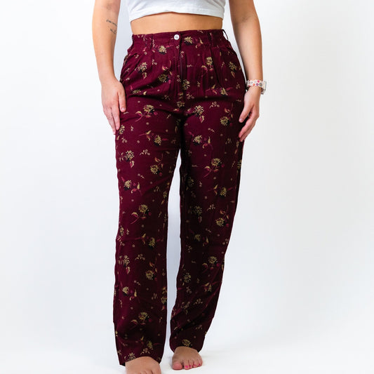 WOOLRICH Mulberry Maroon Floral Dress Pants