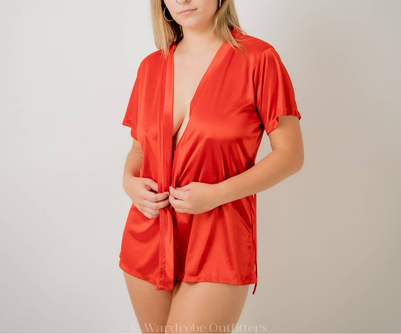 Vintage y2k Silky Babydoll Top Sleep Shirt Pajama Nightie Robe Lingerie - S