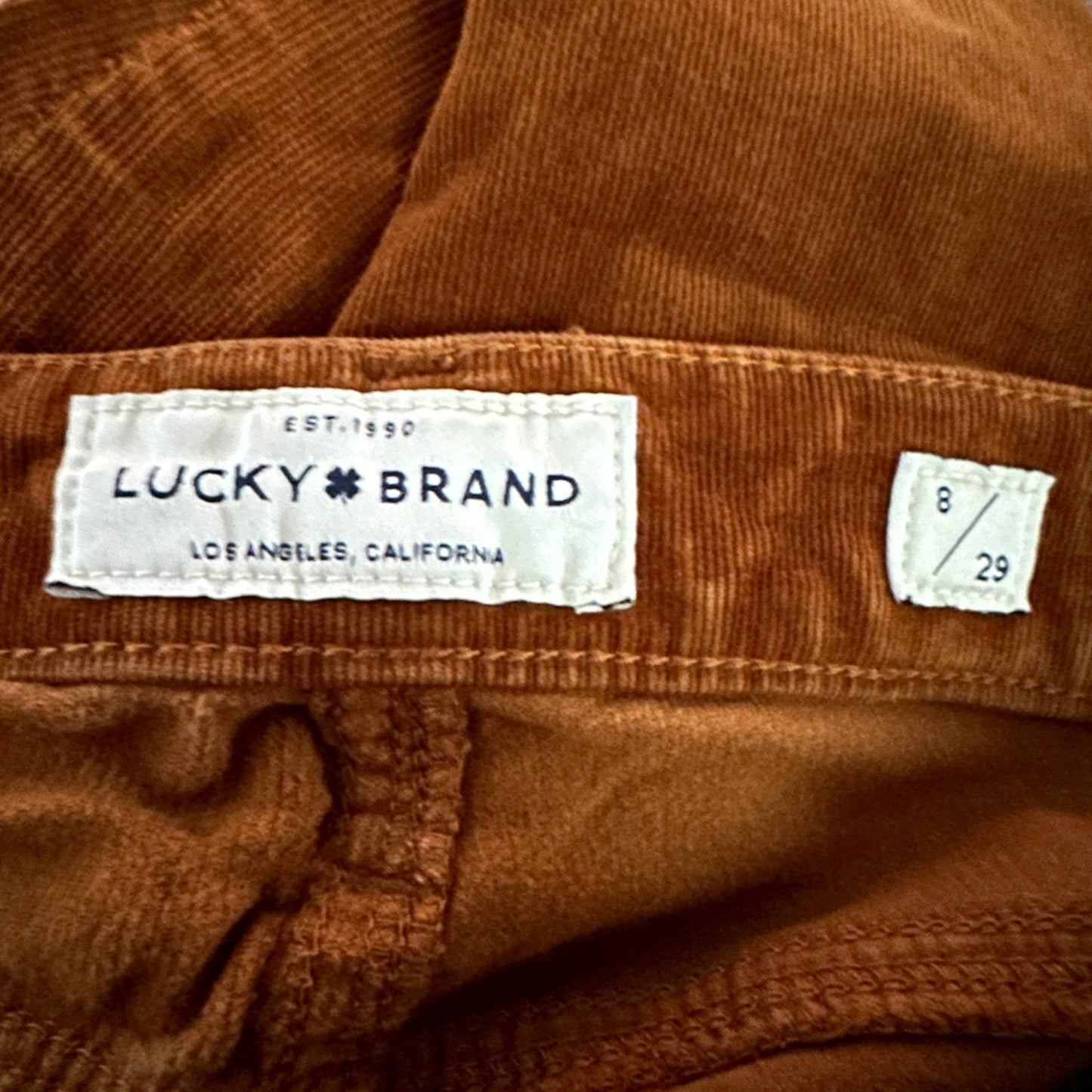 LUCKY BRAND Burnt Orange Corduroy Ava Skinny Mid Ride Jeans
