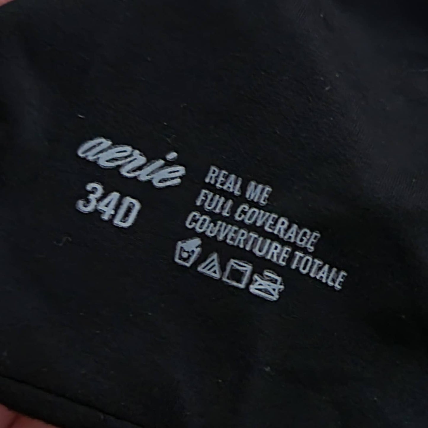 aerie Black Real Me Full Coverage Push Up Bra - 34D