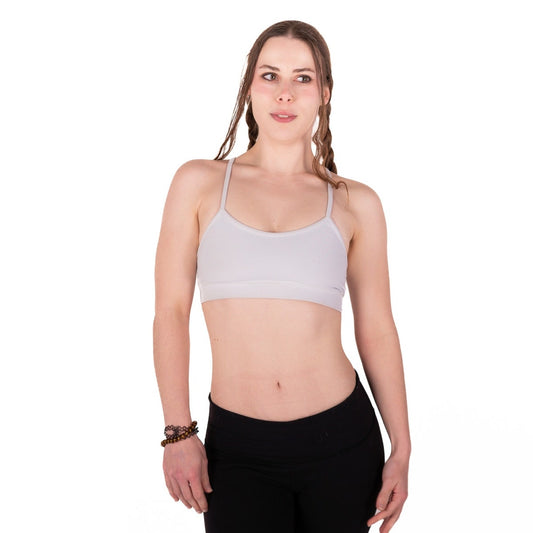 Lululemon Flow Y White Sports Bra Light Support With Mesh Insert