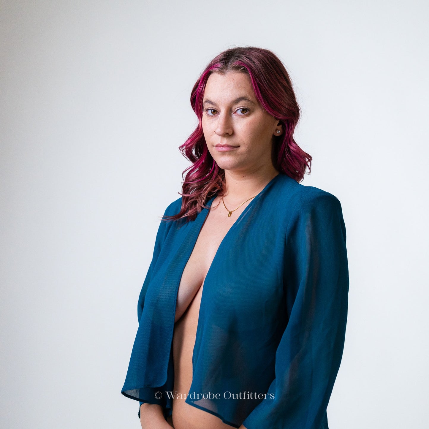 Ursula of Switzerland Blue Sheer Cover Up Crop Top - L