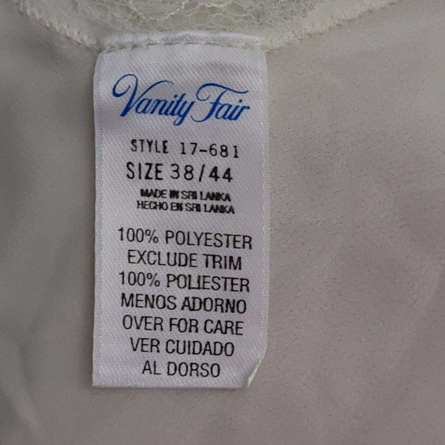 Vintage 90s Vanity Fair White Sheer Lace Cami