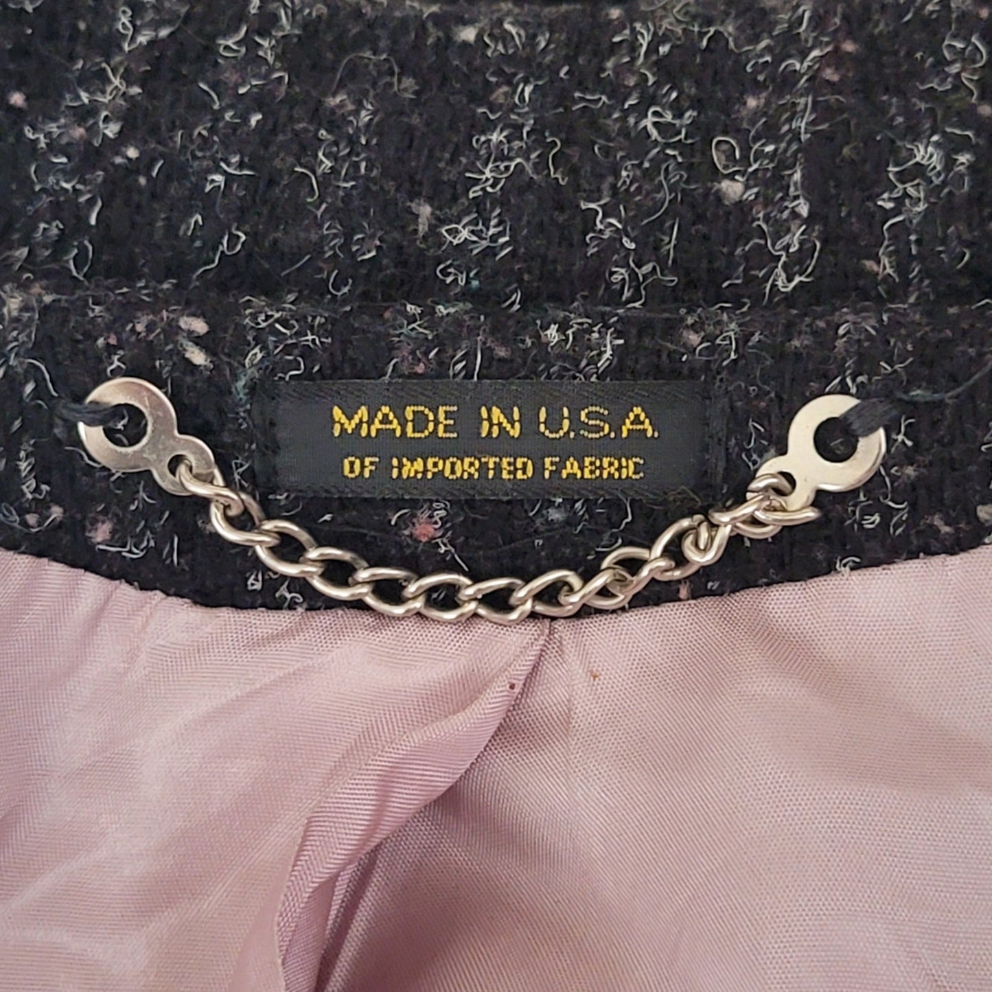 Vintage Custom Tailored Tweed Black Peacoat - M