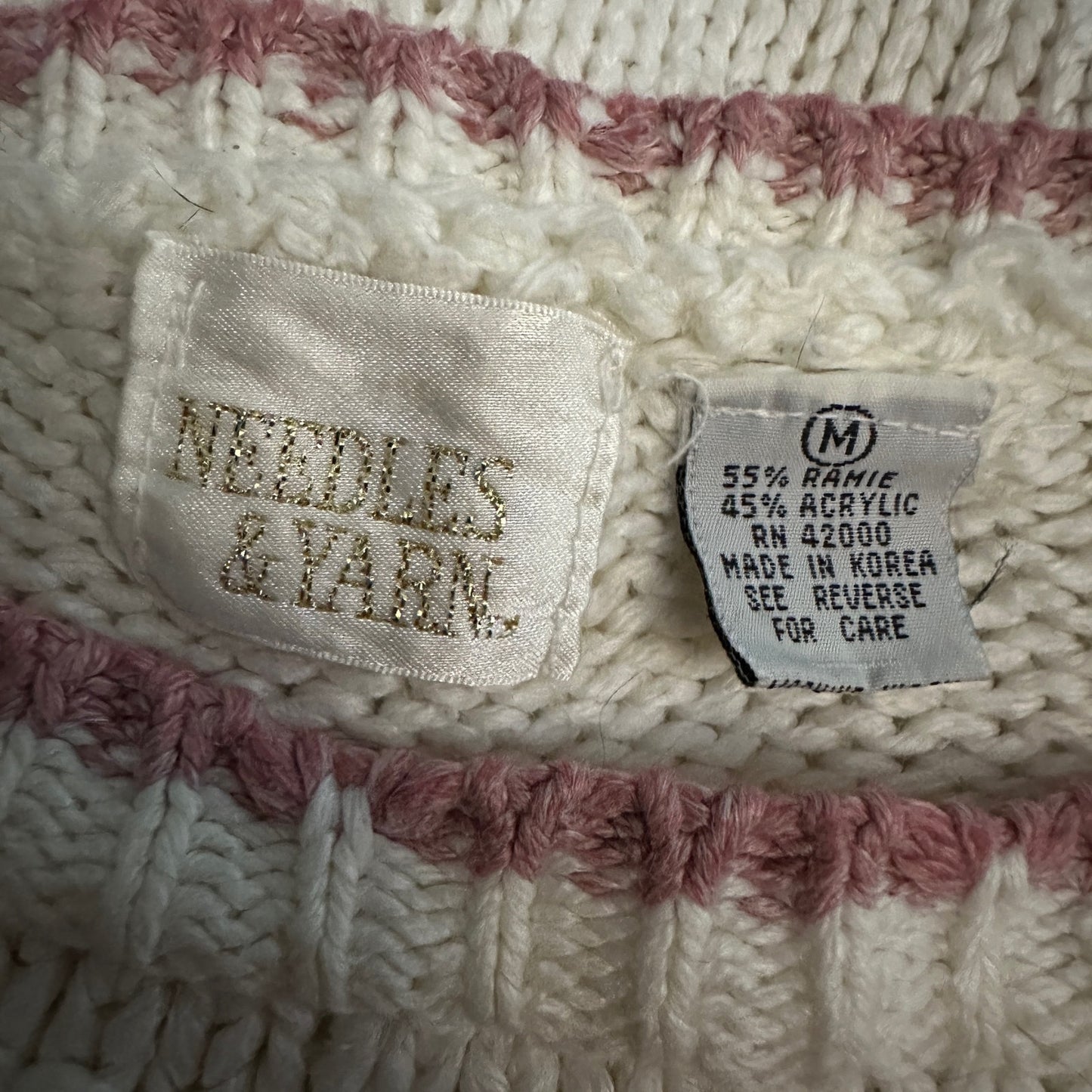 Vintage 80s Handknitted Crochet Needlepoint Pullover Sweater