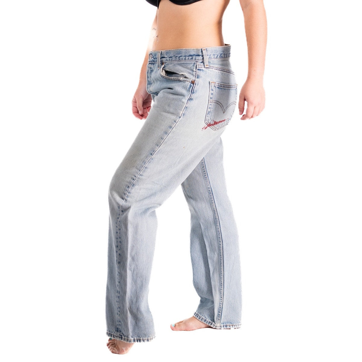 Vintage 1999 Levi 501 Distressed Light Wash Jeans 36x30
