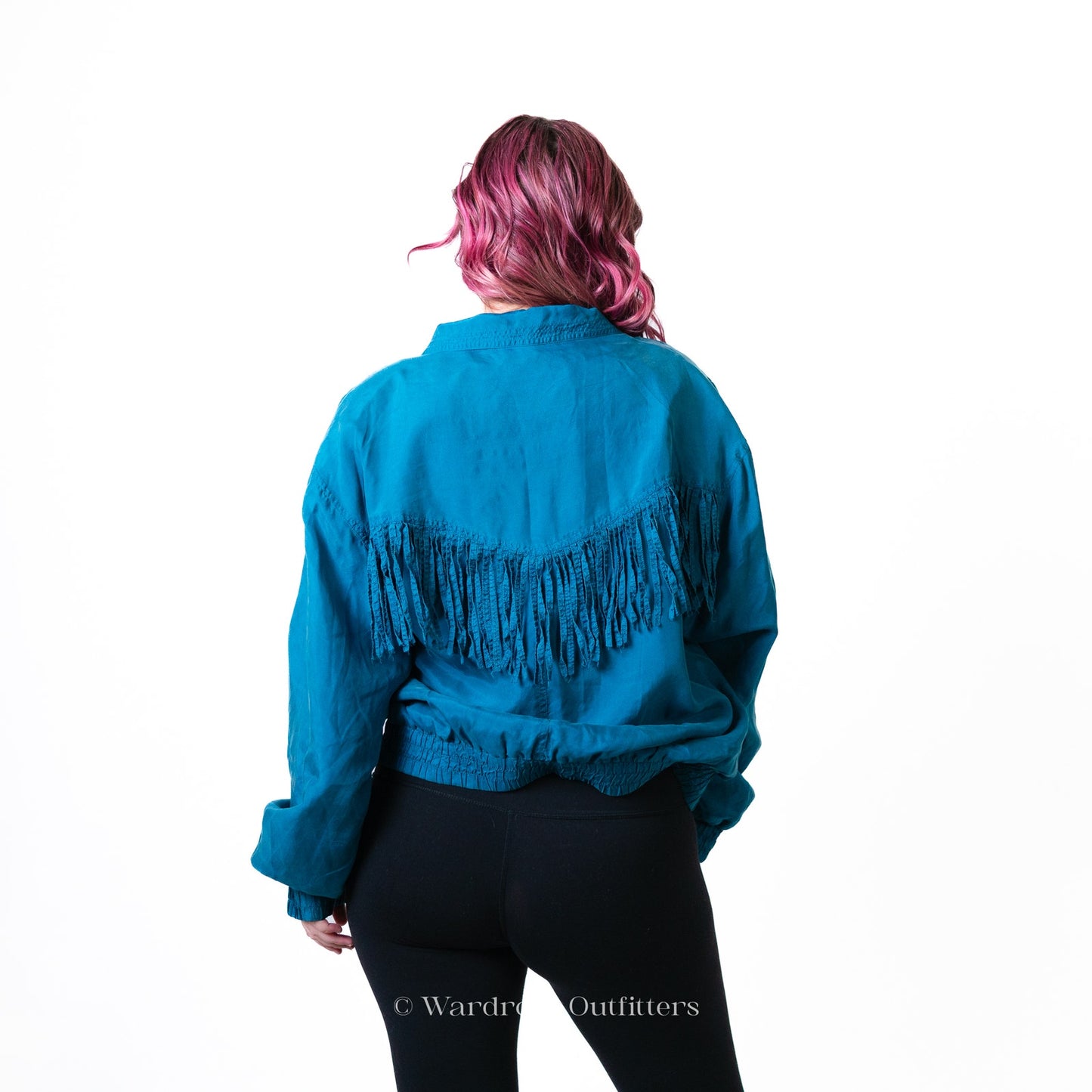 Vintage 80s Western Fringe Tassel Bright Blue Jacket