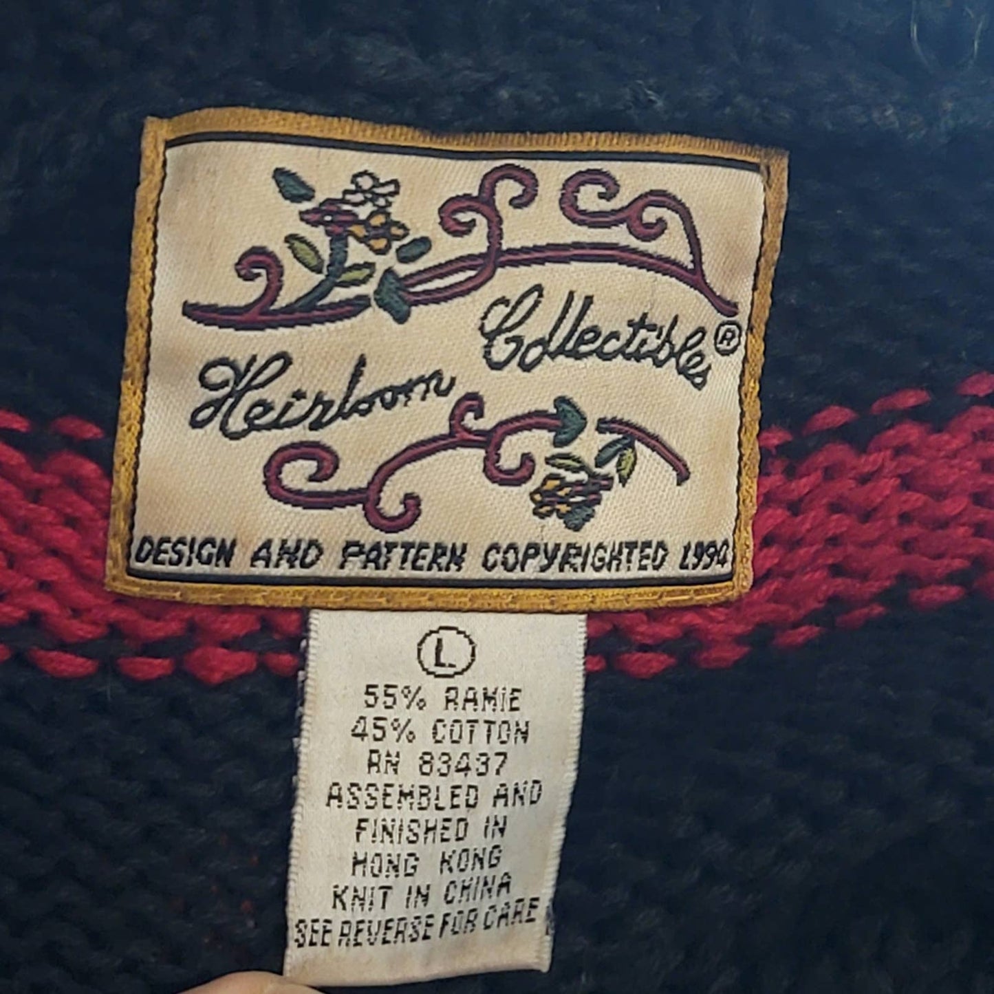 Vintage 90s Chunky Crochet Knit Sweater by Heirloom Collectibles - L