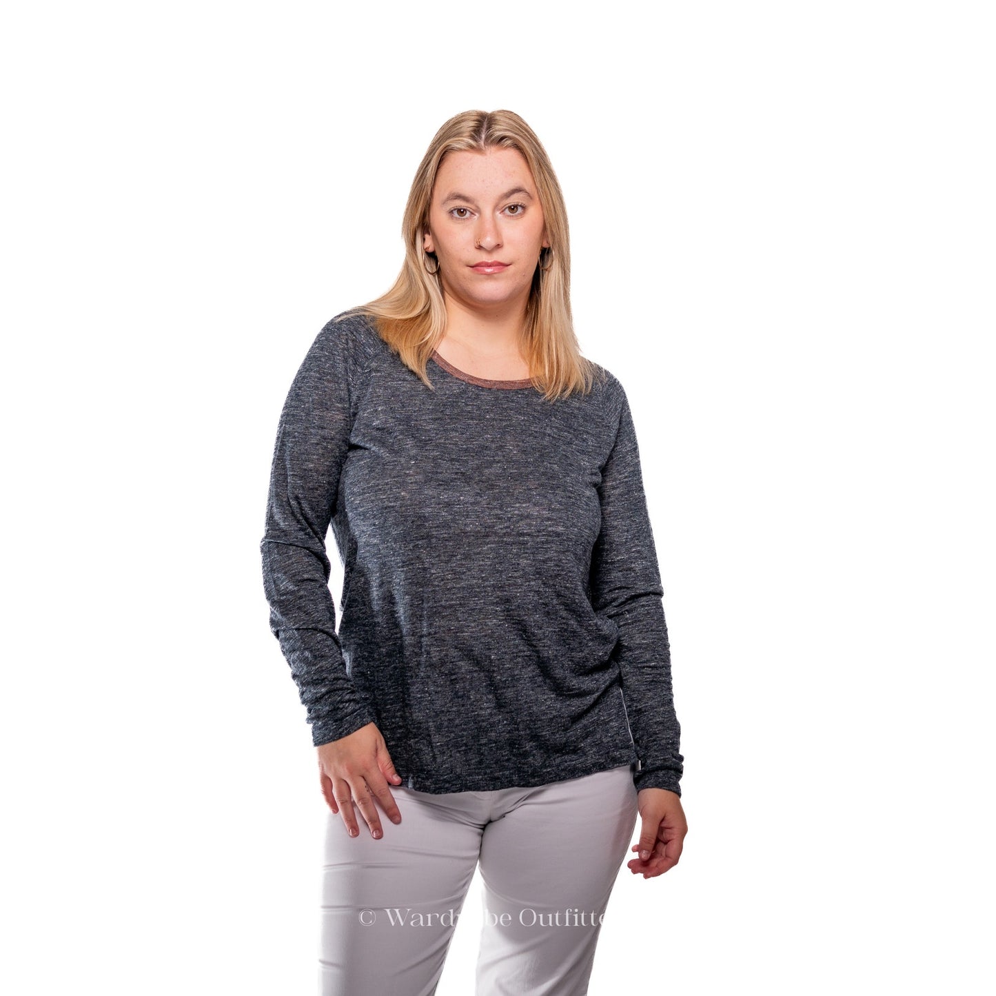 NWT Madewell Modern Linen Ringer Raglan Long Sleeve Shirt - S