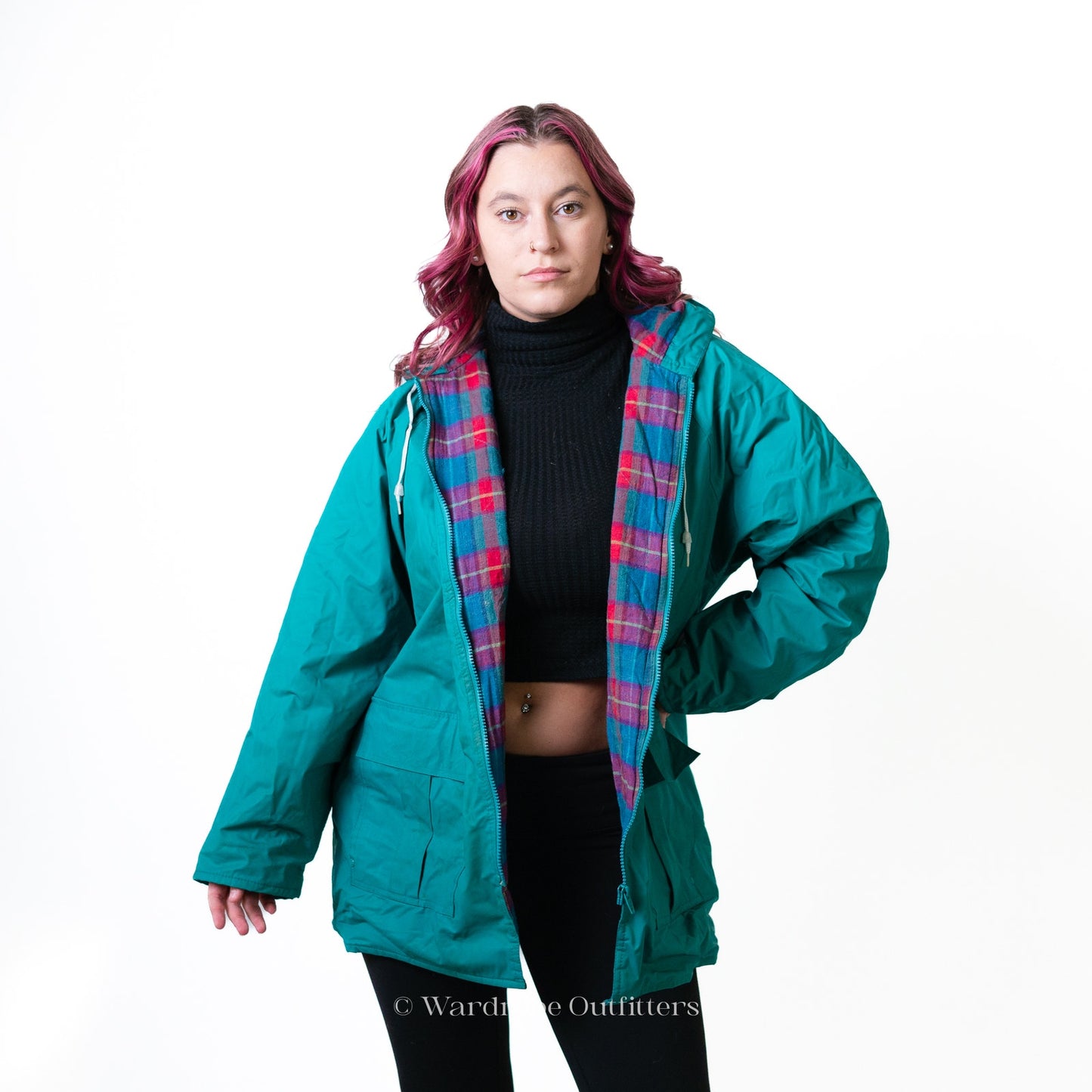 Vintage Misty Harbor Teal Green All Weather Rain Coat