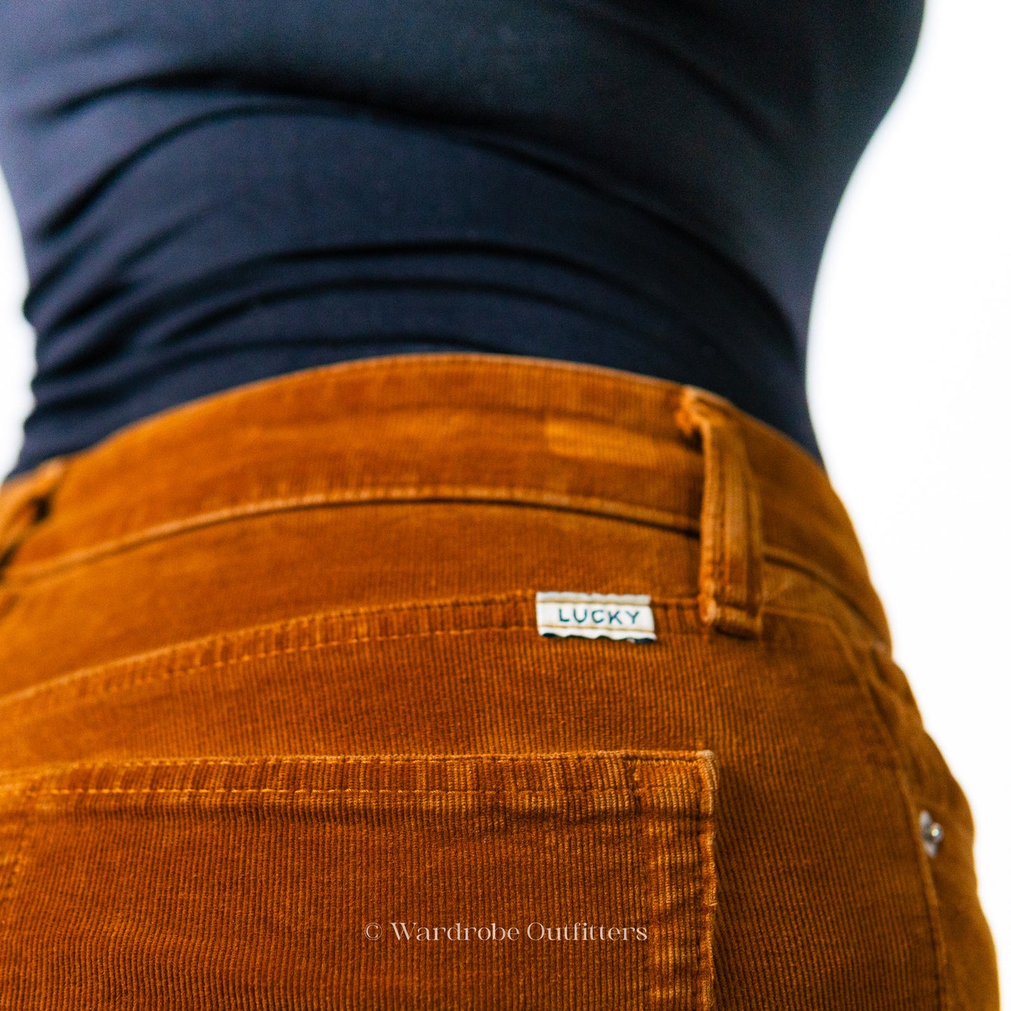 LUCKY BRAND Burnt Orange Corduroy Ava Skinny Mid Ride Jeans