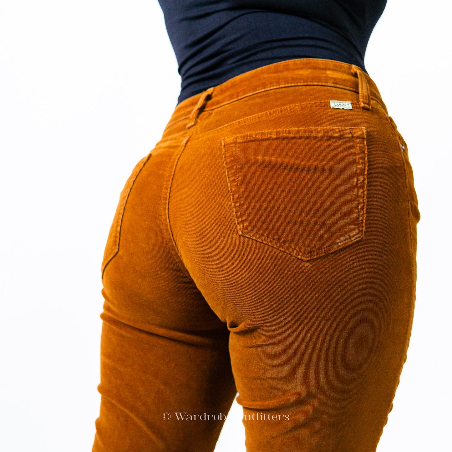 LUCKY BRAND Burnt Orange Corduroy Ava Skinny Mid Ride Jeans