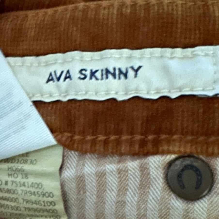 LUCKY BRAND Burnt Orange Corduroy Ava Skinny Mid Ride Jeans