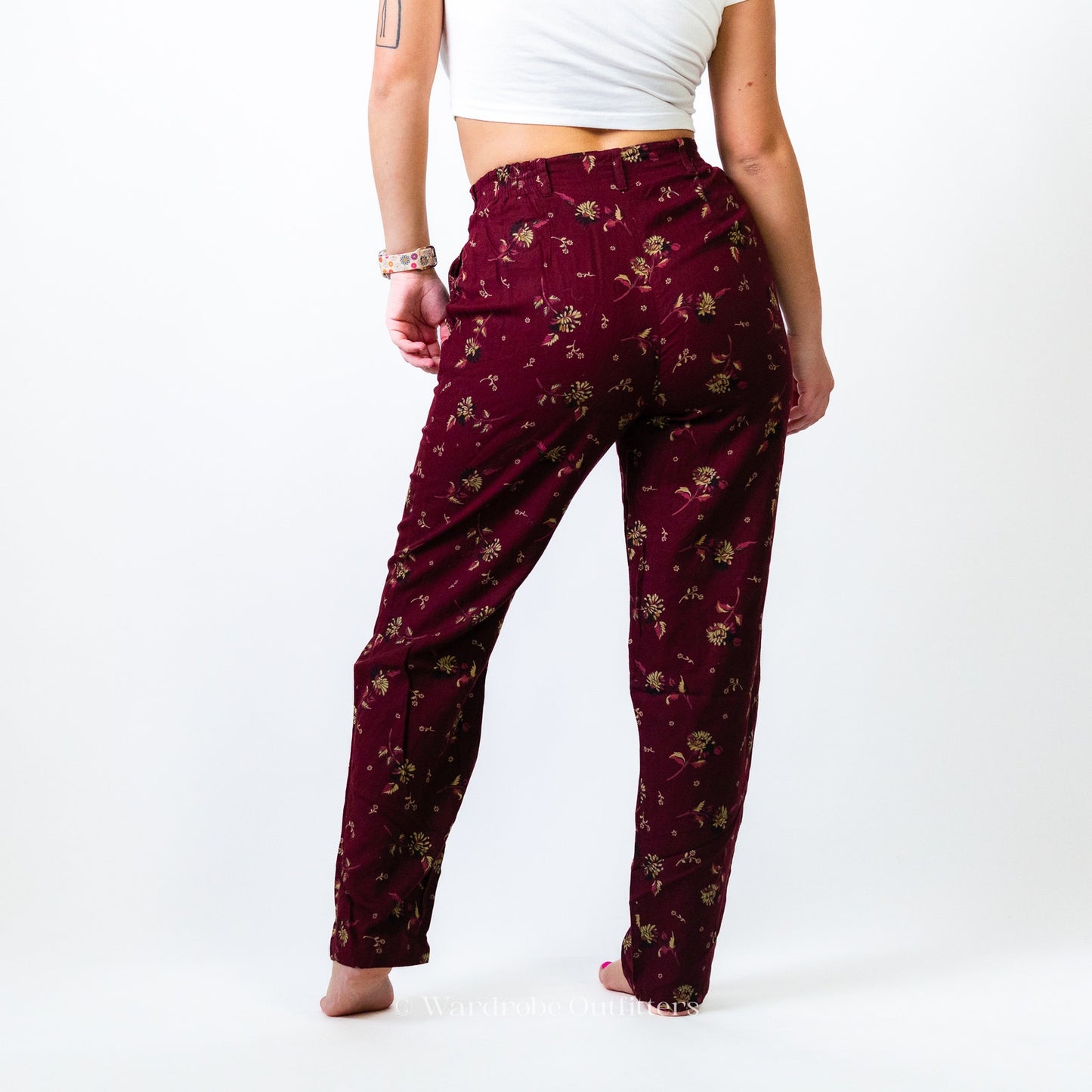 WOOLRICH Mulberry Maroon Floral Dress Pants