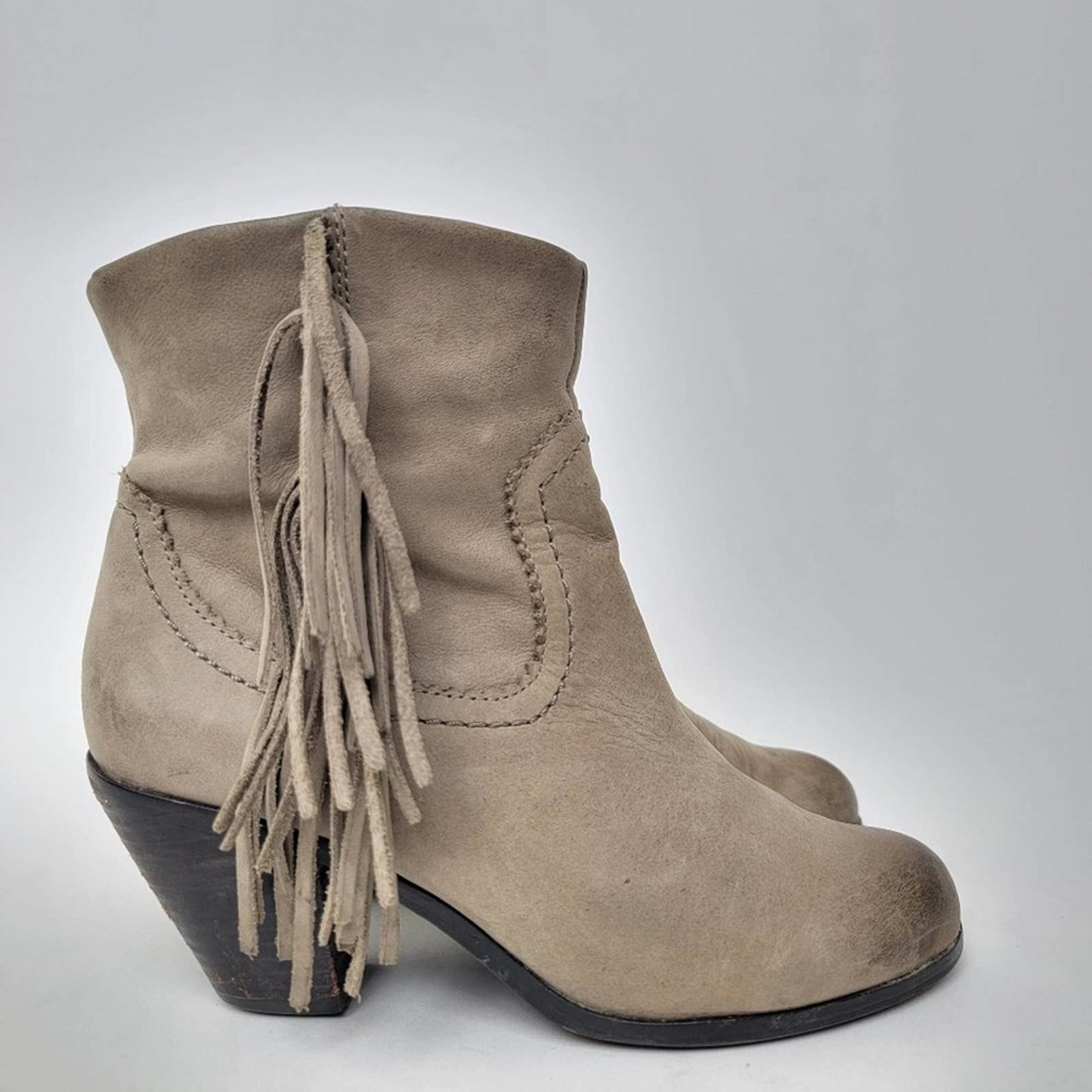 Sam Edelman Louie Suede Leather Fringe Booties - 6
