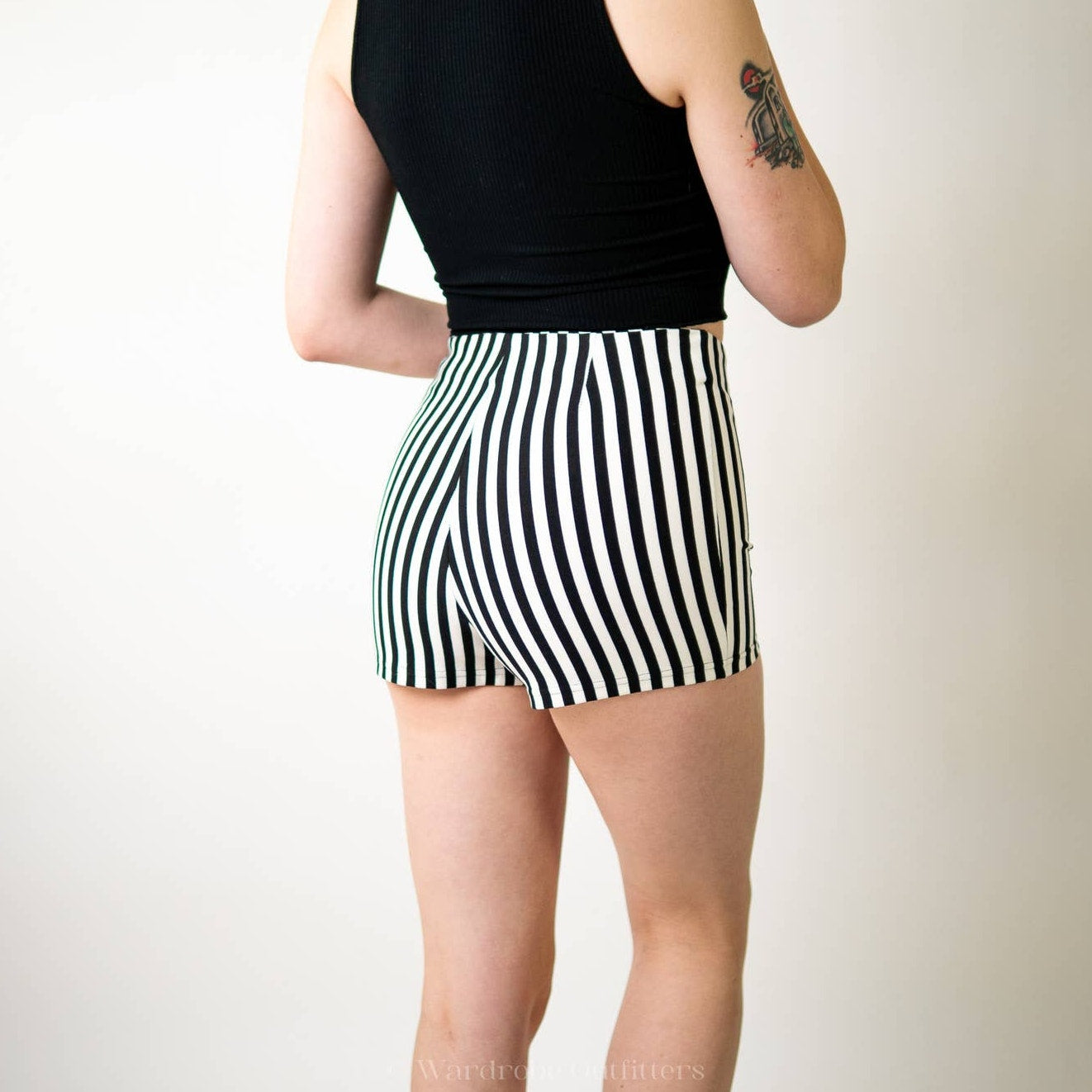 F21 Black x White High Rise Shorts