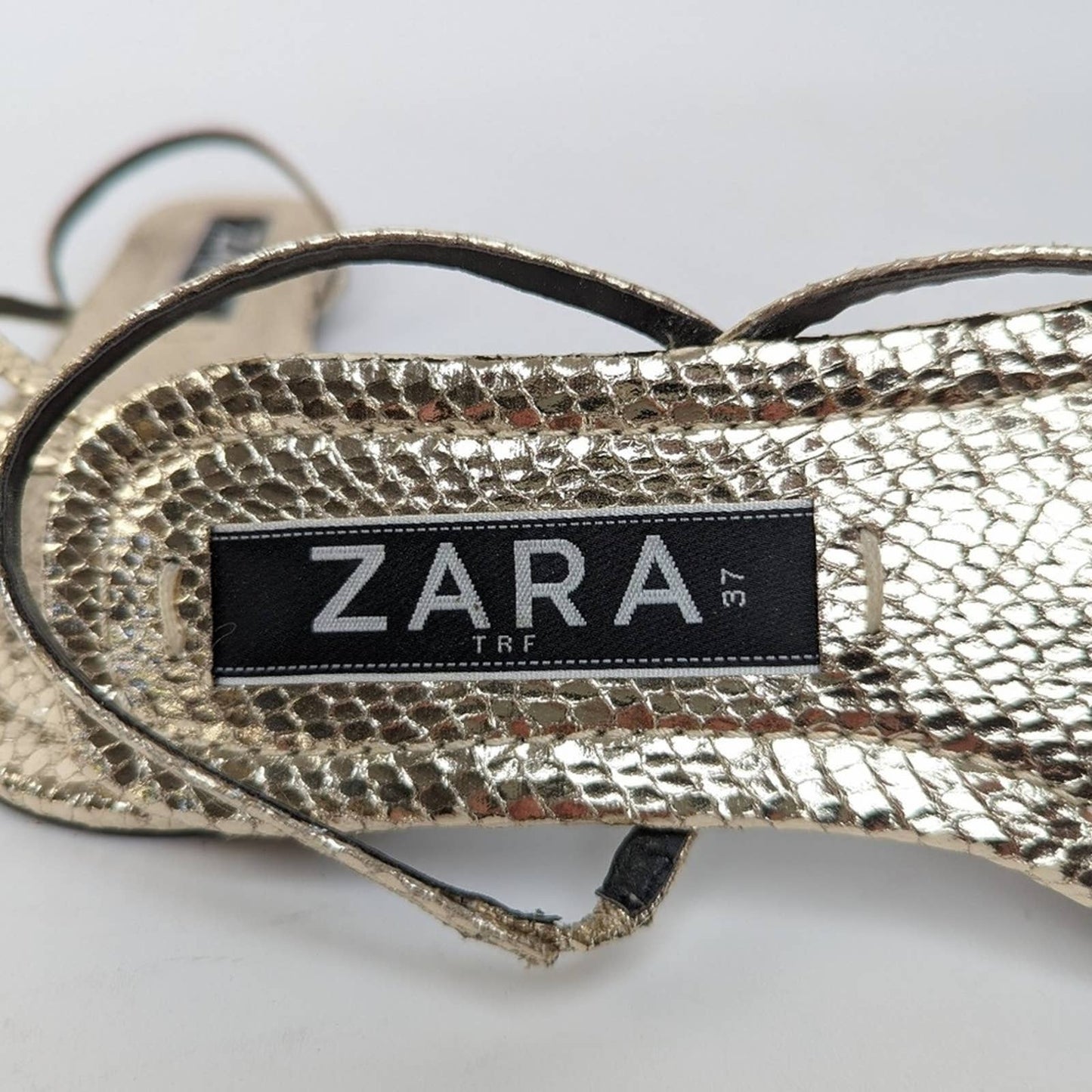 Zara Shimmery Gold Flip Flop Sandals - 6.5