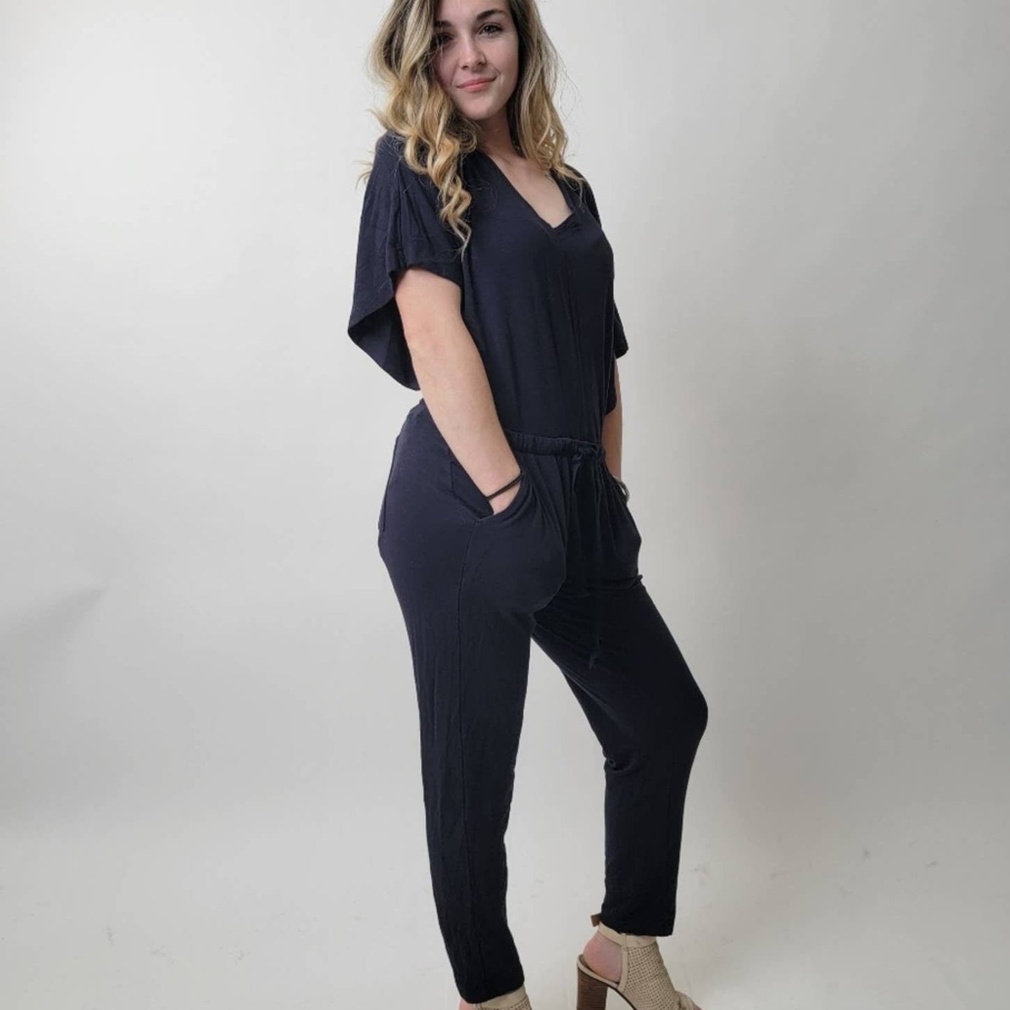 NWOT J. Crew Navy Blue V-neck Jumpsuit - 4