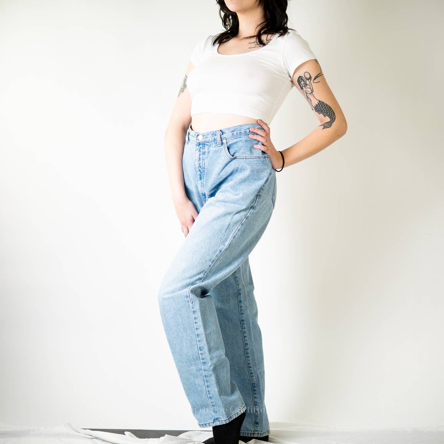 Vintage 90s Guess Jeans High Rise Faded Distressed Straight Leg Jeans
