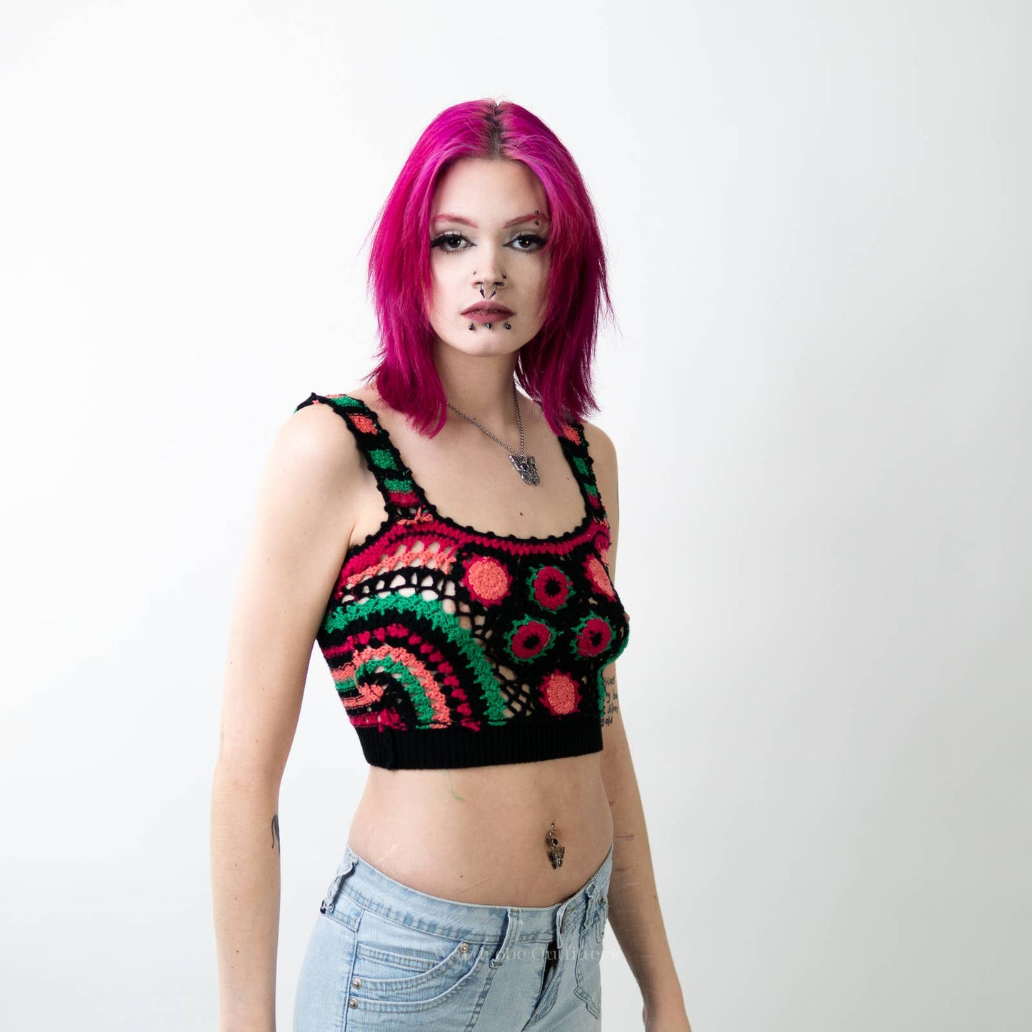 Handmade Crochet Knit Crop Top - S/M