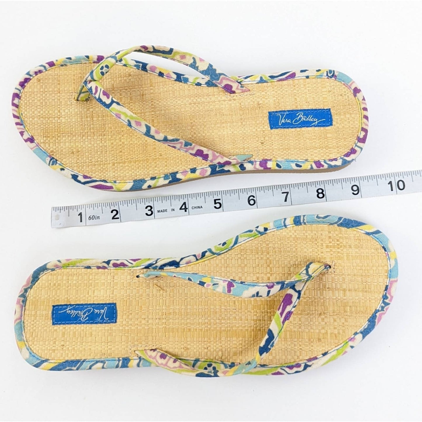 Vera Bradley Straw Flip Flop Sandals in Capri Blue - 6.5