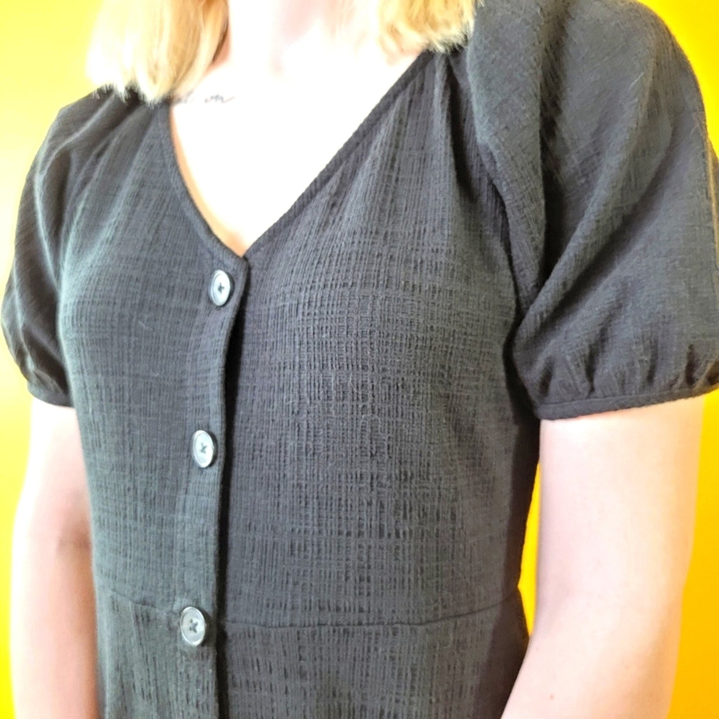 Madewell Textured & Tread Puff Sleeve Dress - S