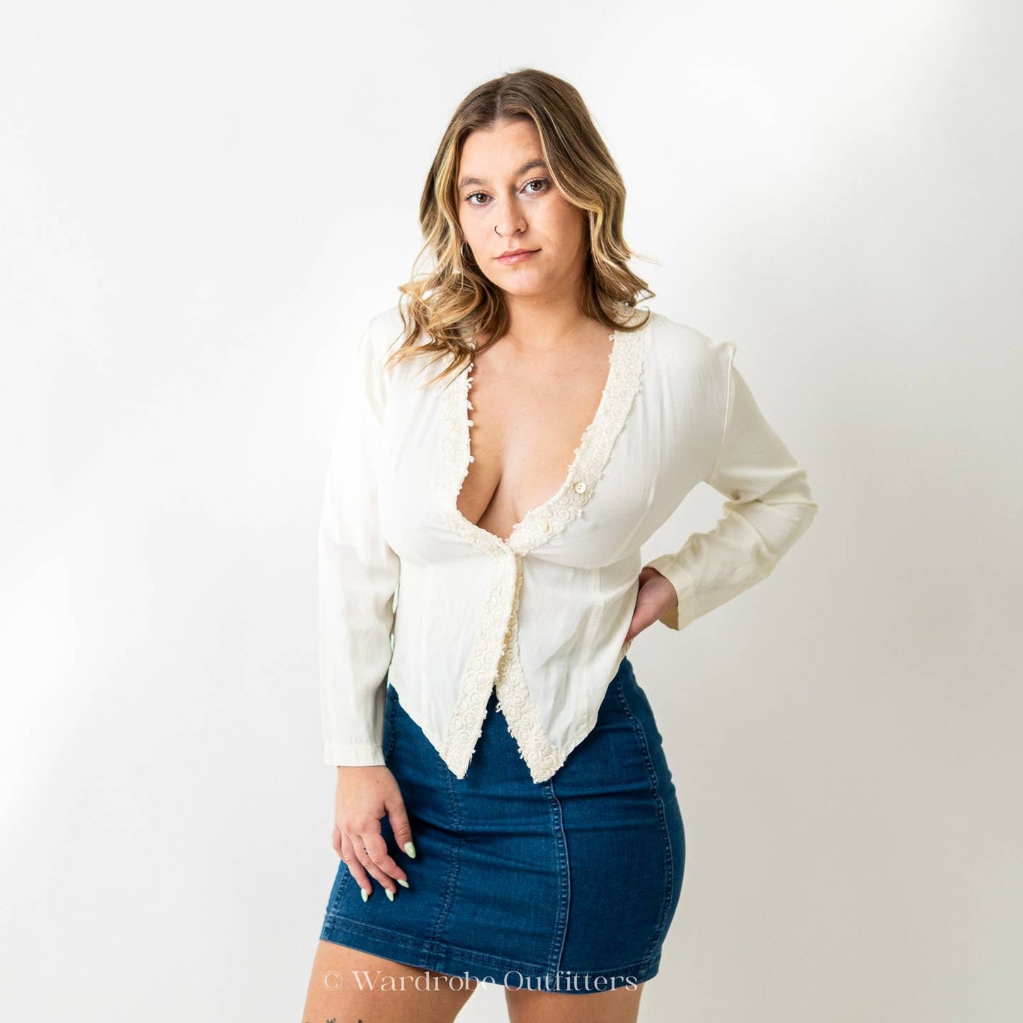 Vintage 90s Sexy Low Cute Lace Blouse