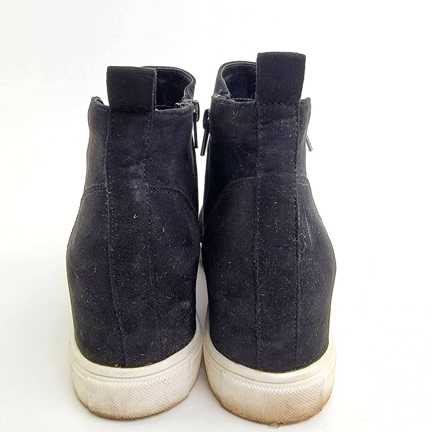 Madden Girl Piper Black Hidden Wedge Sneaker Booties - 8