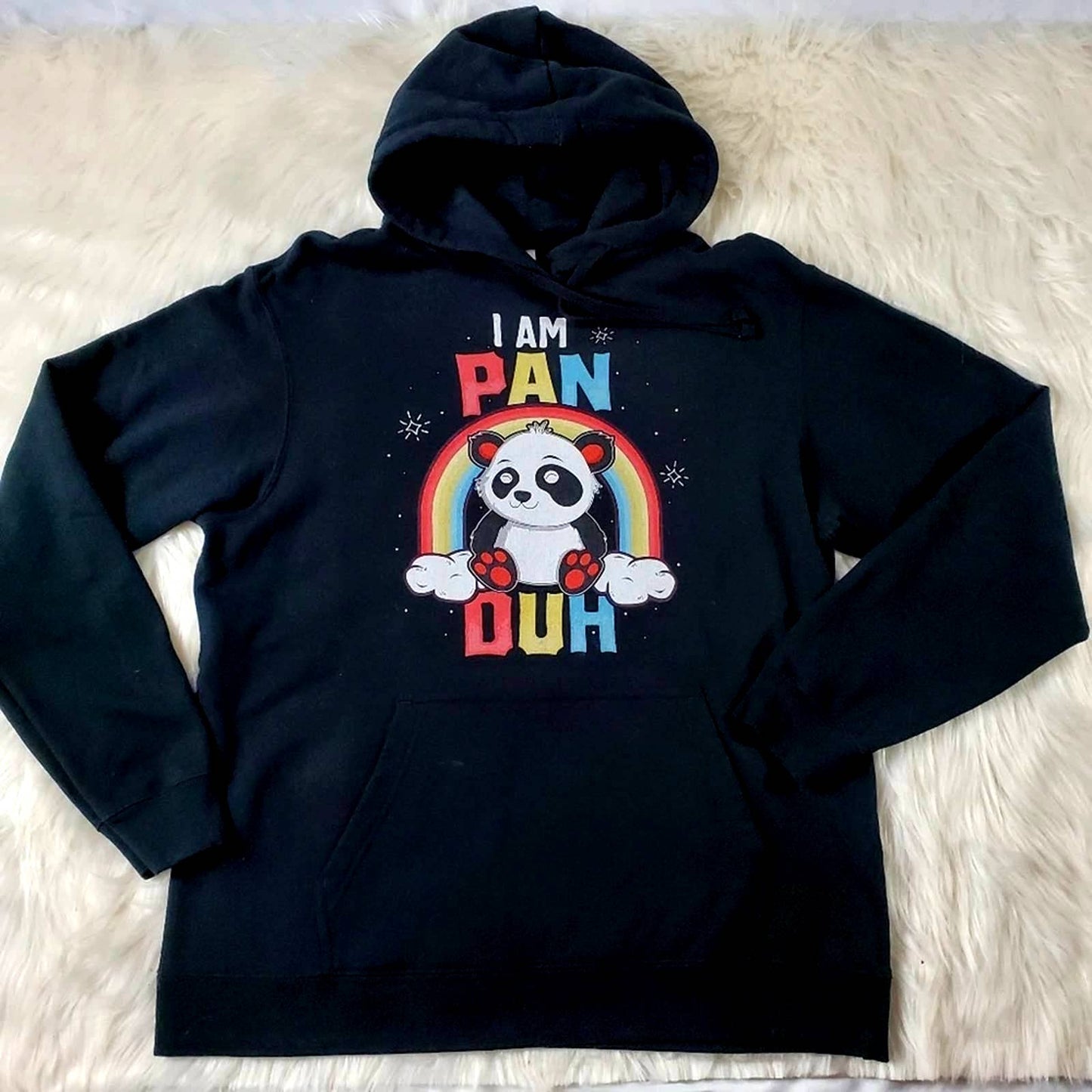 Pansexual Pride Rainbow Panda Hoodie Sweatshirt - L