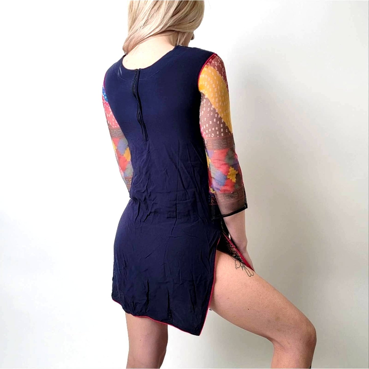 Vintage 1970's Zello Club Sheer Black Tabard Tunic Dress