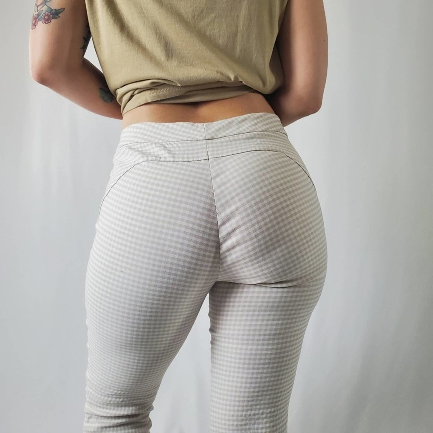 Calvin Klein Gingham Plaid Print Straight Leg Pants - 6