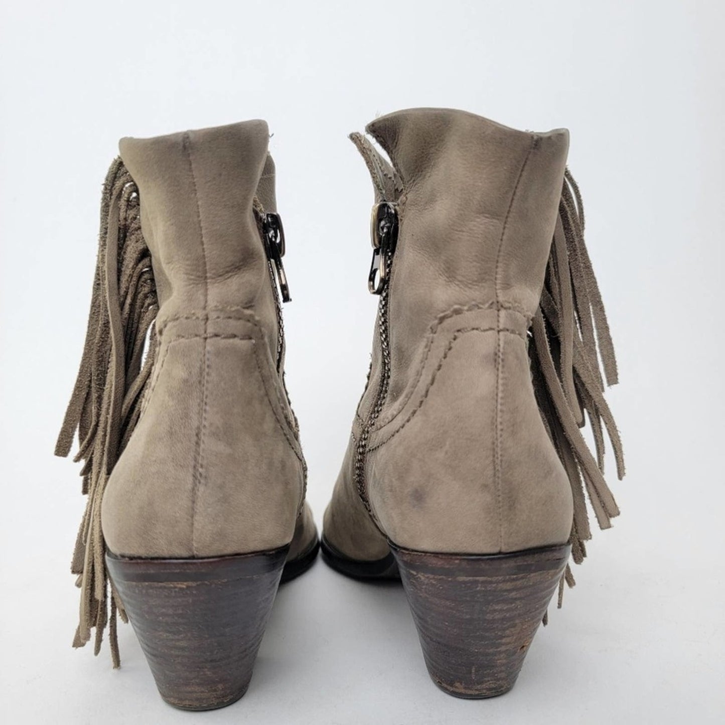 Sam Edelman Louie Suede Leather Fringe Booties - 6