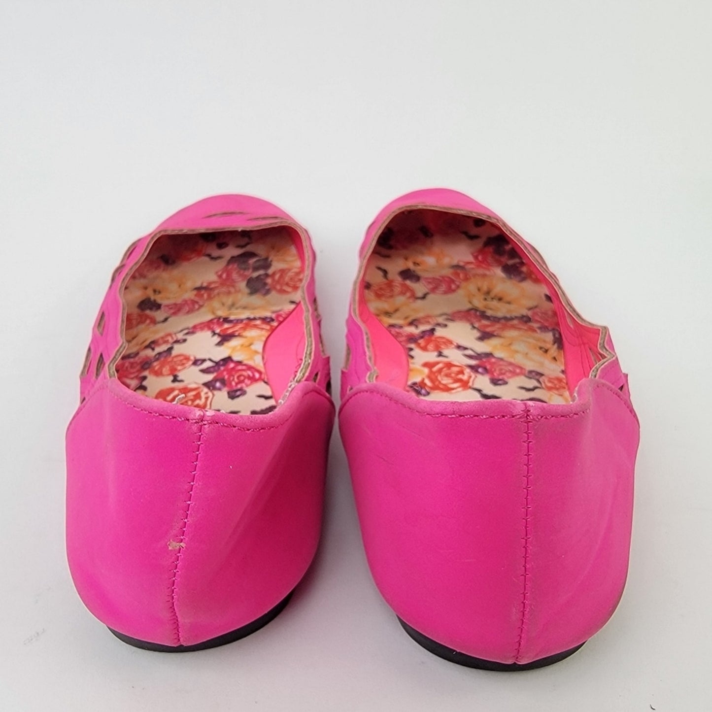 Hot Neon Pink Laser Cute Ballet Flats - 7