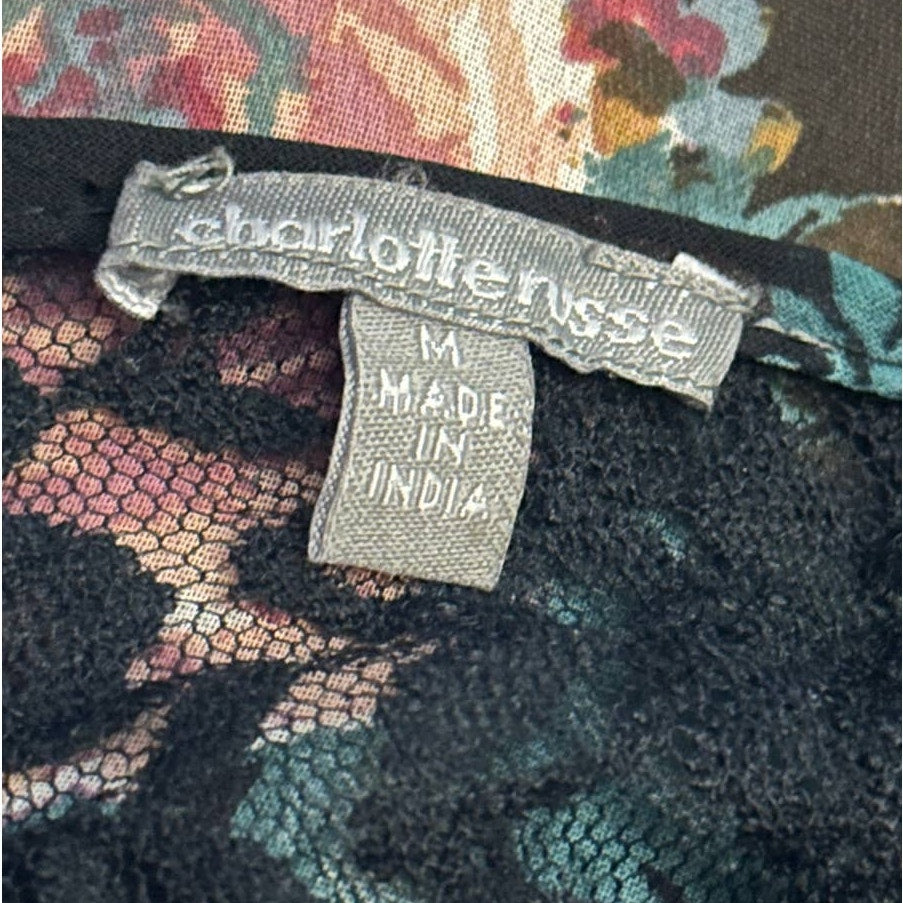 Black x Floral & Lace Robe Lingerie